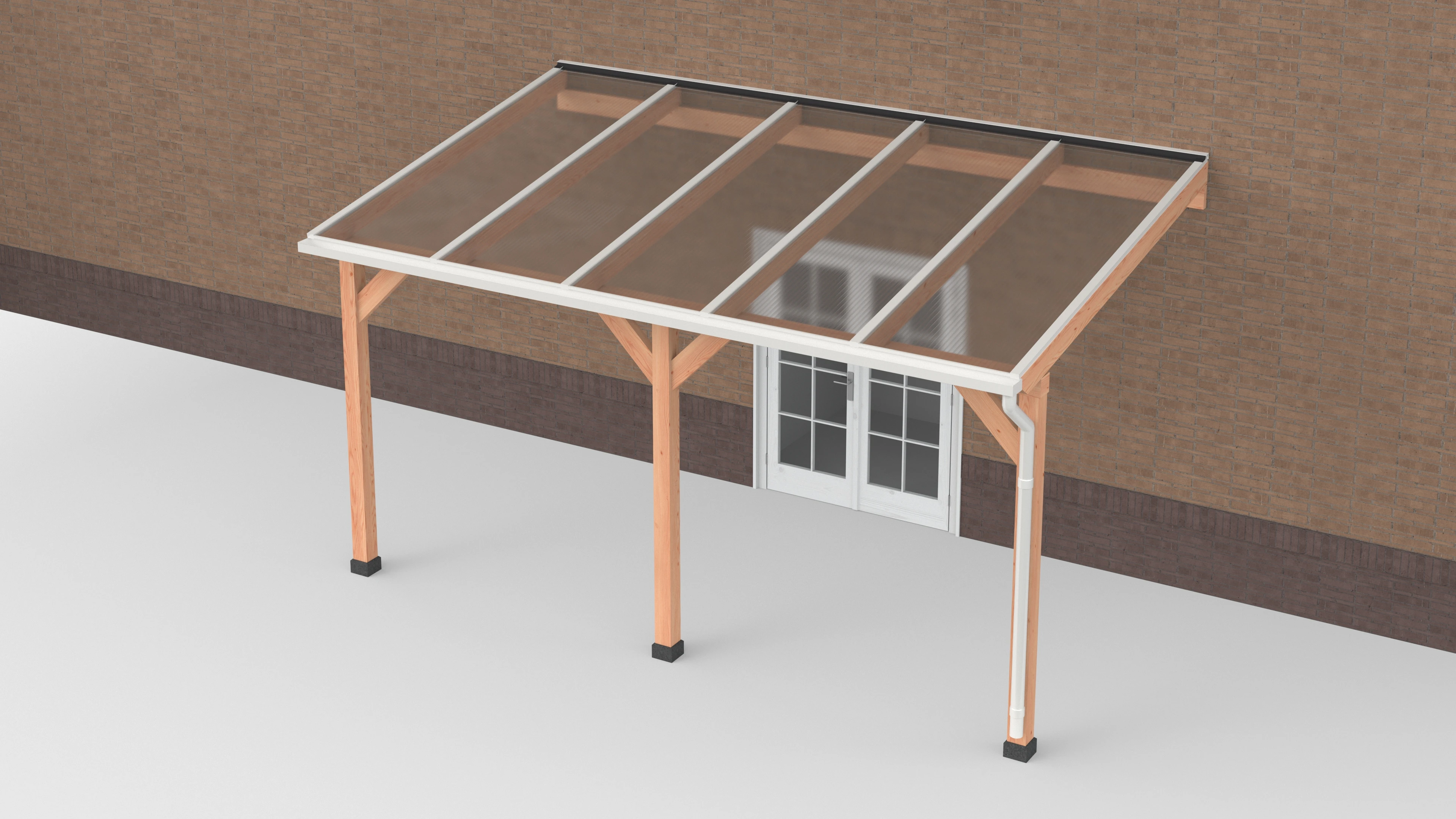 Douglas Terrasoverkapping Geschaafd Wit Polycarbonaat Helder - Lengte 500 x 300 cm - Afbeelding 1
